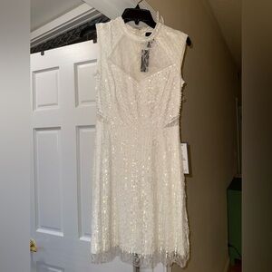 White Adrianna Papell party dress with sequins size 4